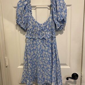 Astr Blue and White Floral Mini Dress